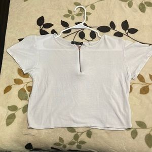 white half zipper crop top !